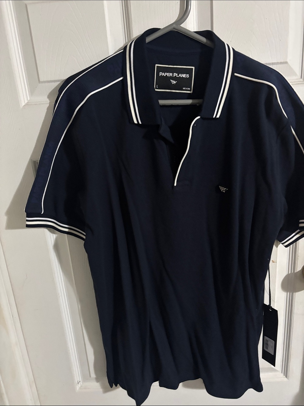 Men’s Navy Polo with White Piping